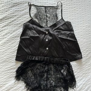 Nasty Gal Black Lace Pajama Set